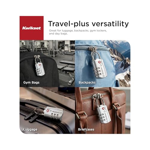 Kwikset TSA Approved Combination Luggage Lock with Cable, 1-Pack, Silver - image 4