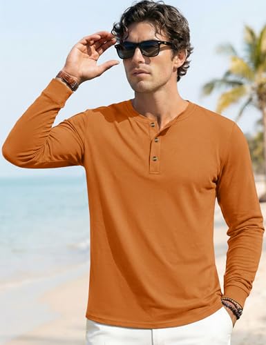 Image of MAGNIVIT Men's Long Sleeve Henley Shirts Cotton 3-Button Spring Casual T-Shirts Solid Color Soft Basic Tops 2026