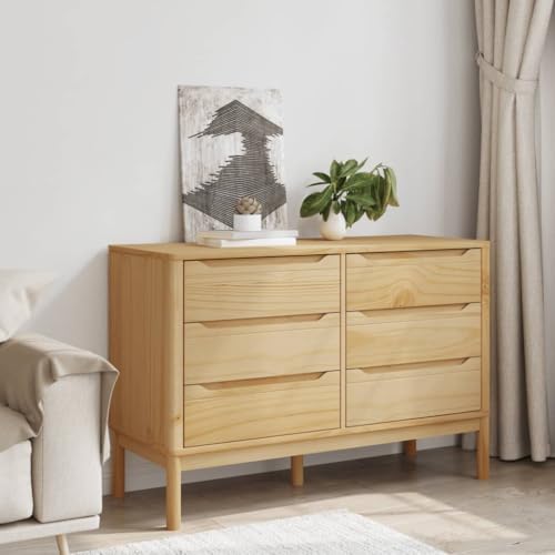 Cómoda de madera maciza Floro con 6 cajones en marrón cera para dormitorio 4