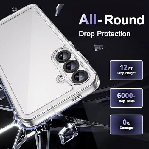 Image of Case for Samsung Galaxy S25 Plus /S25+ 5G, Military Grade Drop Protection Phone Case, Yellowing Resistant, Anti-Scratch Hard PC Back, Shockproof Hard Ultra-Thin Protective Cover, Clear