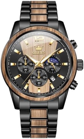 OLEVS Uhr Herren Automatik, Automatik Uhr Herren mit Mondphasenanzeige & Offenem Herzwerk, wasserdichte Herrenuhr Automatik Edelstahl, Uhren Herren für Alltag & Feierlichkeiten