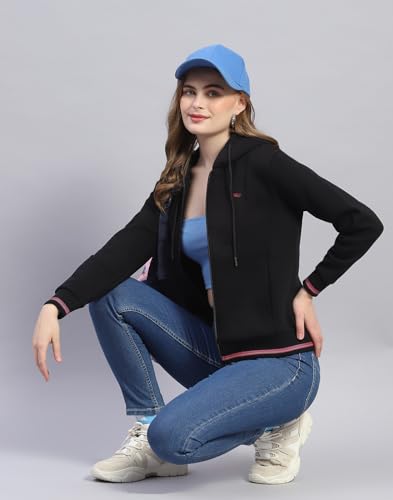 Image of Monte Carlo Womens Regular Fit Hooded Neck Full Sleeve Solid Sweatshirt (Pack of 1)