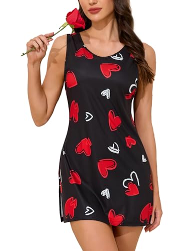 Image of YYA Sexy Tank Nightgowns for Women Sleeveless Sleep Shirts Chemise Night Lingerie Dress with Side Slit S-XXL
