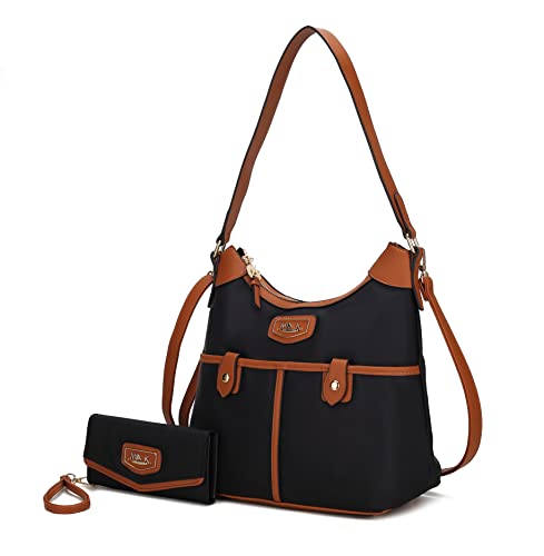 Image of MKF Collection Shoulder Bag for Women, Nylon Handbag Purse, Top-Handle Hobo Bag And Wallet