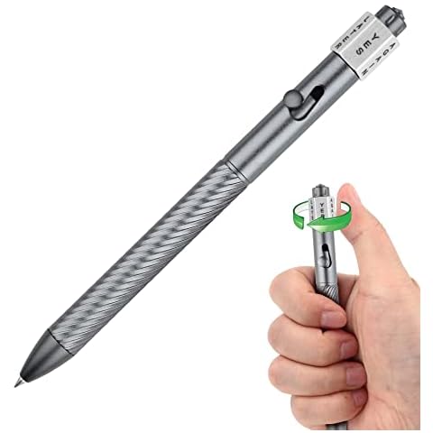 SMOOTHERPRO Fidget Spining Bolt Action Pen, Retractable Ballpoint Pen with Decision Maker, Compatible with Pilot G2 Refill, 0.5mm Black Ink EDC Pen for Office School Valentines Easter Gift, Gray Cover