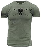 Spartan Battle Born Warrior Black on Distressed Heathered Military Green Premium Performance Blend Athletic Fit T-Shirt (Large)