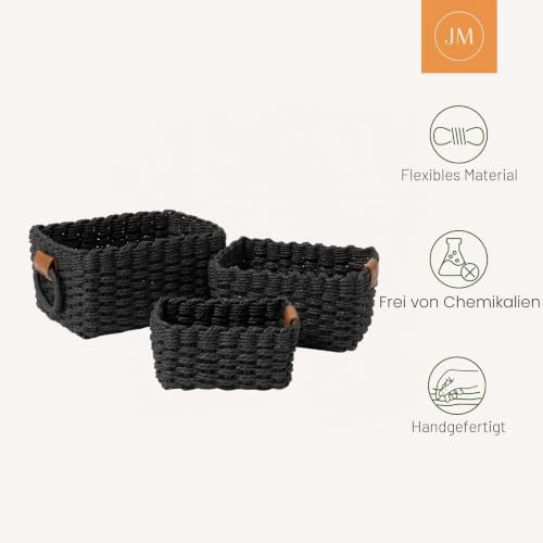 La Jolíe Muse Aufbewahrungskorb Biologisch Handarbeit aus Papier, Umweltfreundliche Aufbewahrungsboxen,für Accessoires Schminke 3er Set – Ansicht 5