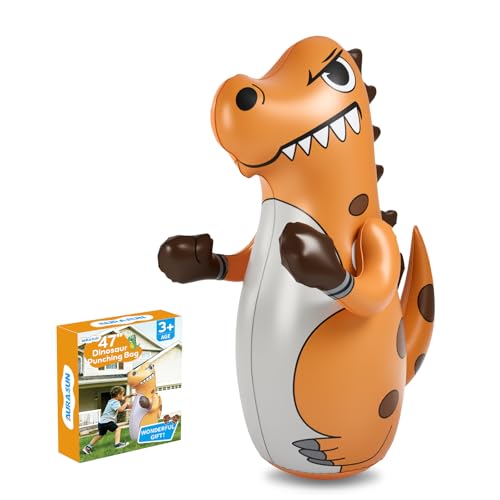 Inflatable Dinosaur Punching Bag for Kids, 47' Toddler Blow up Punching Bag for Ages 3-14, Children Bop Bag Toys & Gifts with Bounce-Back Action