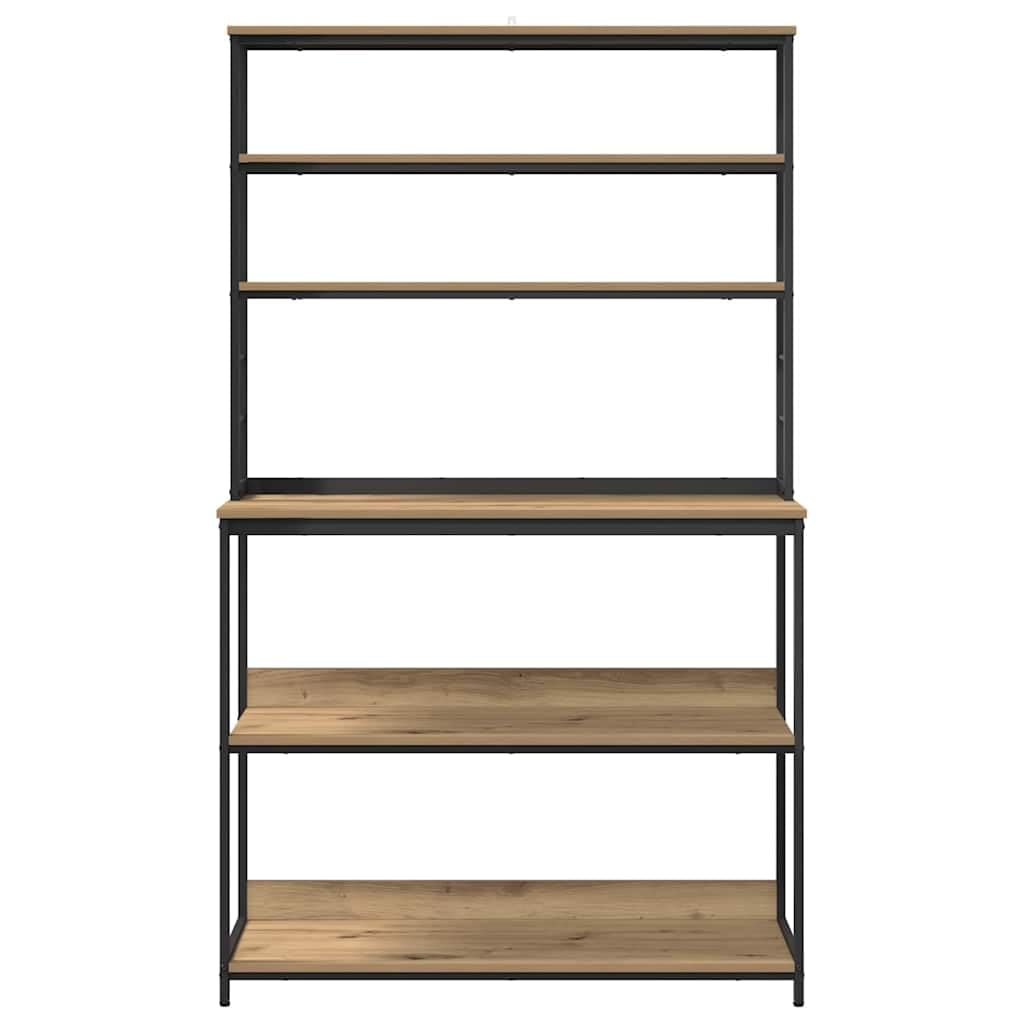 Estantería de cocina de roble Artisan, 100 x 40 x 168 cm, 5 estantes de madera y acero, estantería industrial estrecha, duradera y ahorra espacio, para cocina, comedor, oficina, salón