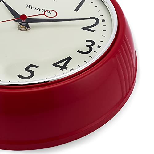 Westclox Retro 1950 Kitchen Wall Clock, 9.5-Inch, Red #TOP2