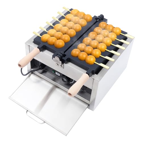 HinLIaDa Commercial Electric Bubble Skewer Waffle Ball Machine, 1400W 6-Grid Nonstick Waffle Balls Maker, New Belgium Waffle Ball Stick Maker for Restaurant Bakeries Snack Bar Home