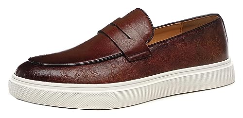 Men's Leather Penny Loafers Non-Slip Wear-Resistant Shoes Thick Sole Slip-on Business Casual Shoes Comfortable Breathable Men's Walking Shoes