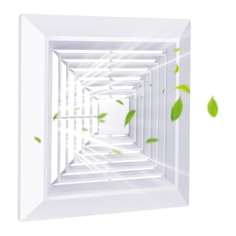 RLOZUI 9x9 Bathroom Exhaust Fan Cover with Springs Replacement Parts for Square Ceiling or Wall-Mount Exhaust Fan, Bathroom Ceiling Fan Grille, Air Diverter, Ceiling Air Diffuser (1, 9x9) Cover