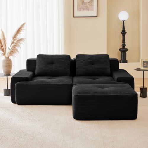 Image of Corduroy Modular Sectional Sofa, Oversized Cloud Couches for Living Room