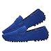 Imagen de Jamron Hombres Cuero de Gamuza Penny Mocasines Comodidad Zapatos de Conducir Plano Pantuflas Forrado de Felpa Azul Real 2088-2 EU42