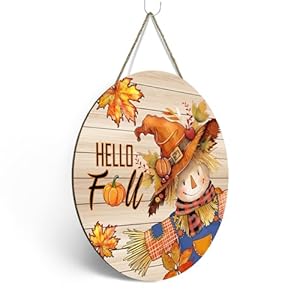 Hello Fall Autumn Scarecrow Door Sign for Porch Pumpkins Maple Leaf Wood Hangers Farmhouse Door Sign for Front Door Decor Seasonal Home Decorations Autumn Wall Hanger Sign Hello Fall Autumn Scarecrow Door Sign for Porch Pumpkins Maple Leaf Wood Hangers Farmhouse Door Sign for Front Door Decor Seasonal Home Decorations Autumn Wall Hanger Sign