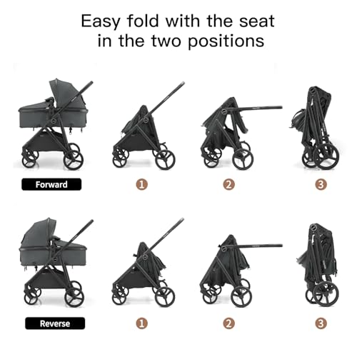 Image of Gromast 3-in-1 Baby Stroller, Convertible Stroller for Newborn Infant Toddler with Reversible Seat, UPF 50+ Canopy & Cup Holder - Gray