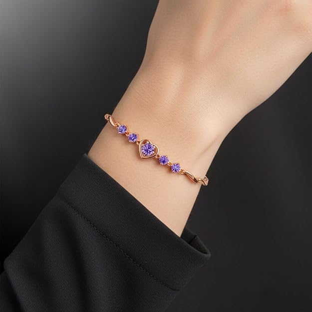 Image of Nilu's Collection Rose Gold And Silver Plated Heart Shape Jewellery Set For Women
