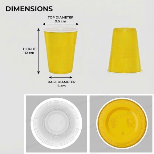 Image of FunBlast Party Drinking Glasses - 20 Pcs | 500 ML Reusable Beer Pong & Cocktail Cups | Leakproof, Strong & Durable Plastic Glass Set for Parties, Events & Celebrations (Yellow)