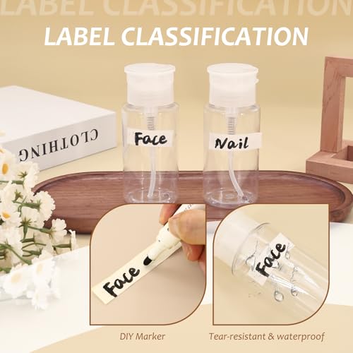 4 Pack Empty Push Down Pump Plastic Bottle Dispenser, Alcohol Pump Dispenser Bottle with DIY Labels for Nail Polish Remover,Facial Toner, 150ML4
