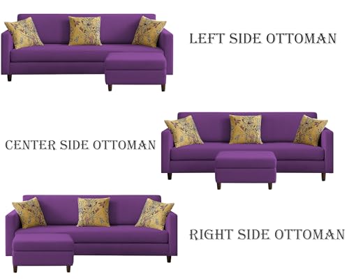 Image of Casaliving Premium Lifestyle Fabric 5 Seater L Shape Sofa Set 4 Seater Modern Sofa Set & Ottoman for Living Room (Purple Color)