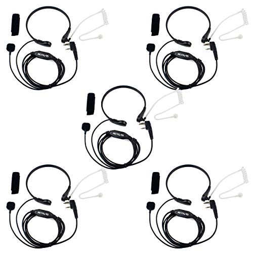 Retevis Throat Mic 2 Way Radio Earpiece Covert Acoustic Tube Headset for Baofeng