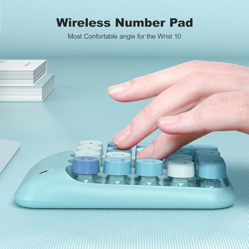 Image of MOFII Wireless Number Pads - Blue Numeric Keypad 18 Keys USB 2.4G Round Keycap Colorful Extensions Keypads, Financial Accounting Portable Numpad 10 Key for Laptop /PC /Notebook /Surface Pro