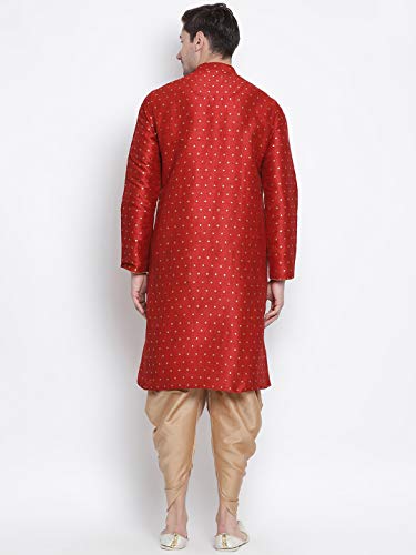 Image of VASTRAMAY Men's Royal Blue Cotton Silk Blend Kurta and Dhoti Pant Set