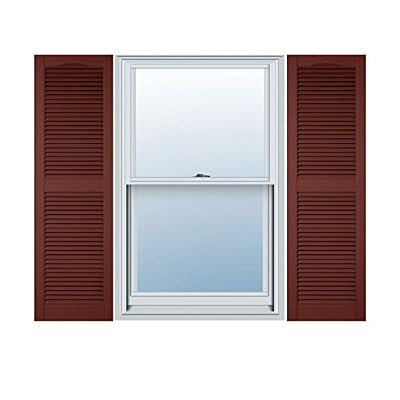 Mid-America Cathedral Open Louver Vinyl Standard Shutter - 1 Pair - 12 x 25 027 Burgundy Red