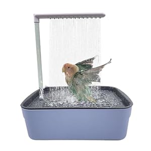Bird Automatic Bath Shower – Bird Shower with Circulating Faucet, Bird Shower Tub, Portable Parrot Bathtub, Bath Bird Cage Accessories, Portable Birds Shower for Lovebirds Finches Parakeets Mannikin