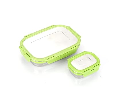 pelton Stainless Steel Office Lunch Box for adults, Snacks Box School Children, kids, 2 Containers compartment Lunch Box food container with stainless steel