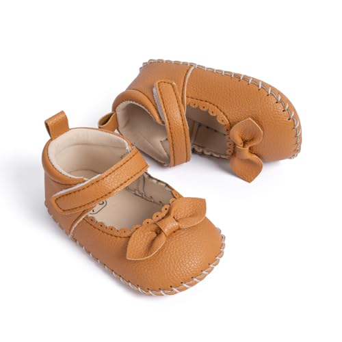Image of Meckior Infant Baby Girl Sandals Soft Non-Slip Rubber Sole Handmade Princess Wedding Dress Shoes Toddler First Walkers