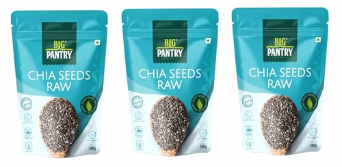 Image of Big Pantry Chia Seeds 500g | Rich in Calcium, Protein & Fiber, Omega 3 and Antioxidants | Seeds for Weight Management | Non-GMO & Gluten-Free | Raw Seeds for Smoothies & Oatmeal (Pack of 3)