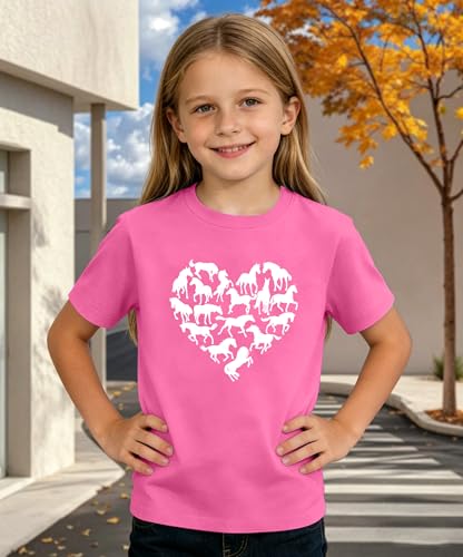 Image of Horse Shirts for Girls Love Horses Shirt Youth Horseback Riding Casual Animal Graphic Tees 8-15 Year Old