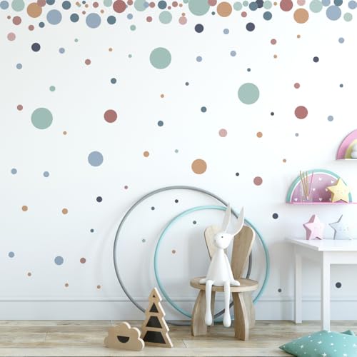 140 Pegatinas Topos Acuarela Para Pared, Decoración De Habitación Bebé, Decorativas Infantiles Bohemias