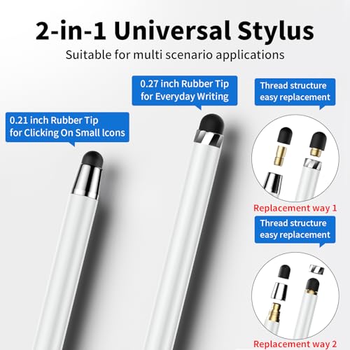 Image of Stylus Pen for Touchscreen,5 PCS Stylus,Stylus 2-in-1 High Sensitivity Precision Suitable for Touch Screens of iPhone /ipad /Android Tablet(White)