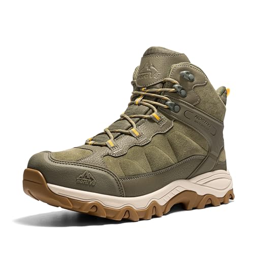 NORTIV 8 Men's Waterproof Hiking Boots Outdoor Mid Trekking Lightweight Mountaineering Shoes Paladin 7 Olive
