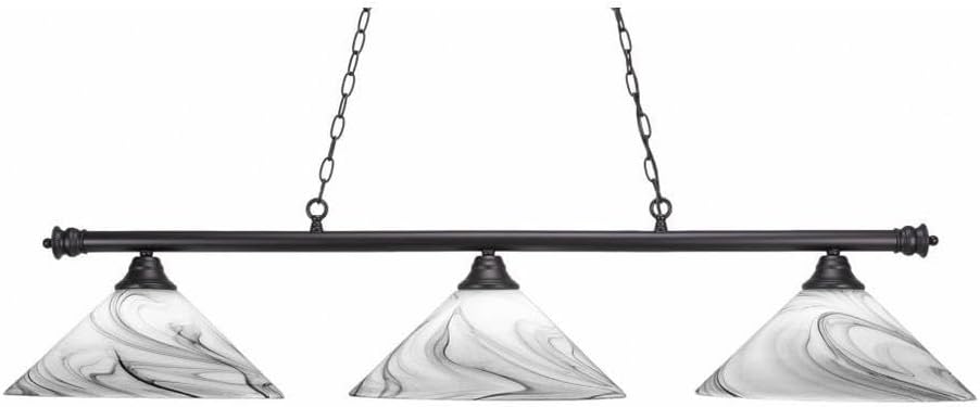 Toltec Lighting Oxford 3 Light Billiard/Island in Matte Black (373-MB-2169)