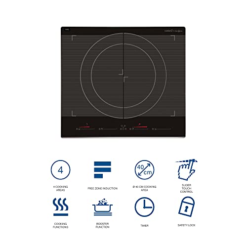GIGA 600 BK - Cerankochfeld mit 4 Kochzonen und 3 Kochfunktionen - Induktion - Automatische Kochgefäßerkennung - Touch Control mit Restwärmeanzeige - Cata & Can Roca