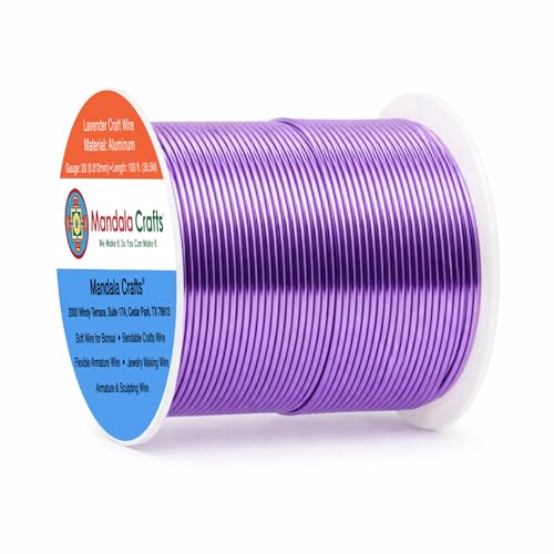 Image of Mandala Crafts 20 Gauge Lavender Anodized Aluminum Craft Wire, 100 FT | Colored, Flexible, Bendable, for Bonsai, Armature, Sculpting, Wire Wrapping, Jewelry Making, Weather & Tarnish Resistant