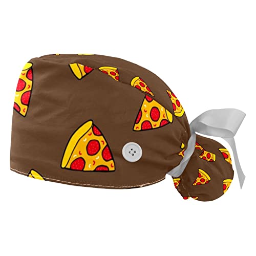 Chapeaux bouffants motif pizza JDEZ casquettes de travail ajustables pour femmes et hommes