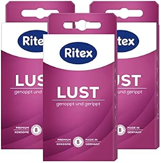Ritex LUST prezerwatywy z wypustkami i prążkowane, Made in Germany, 24 sztuki