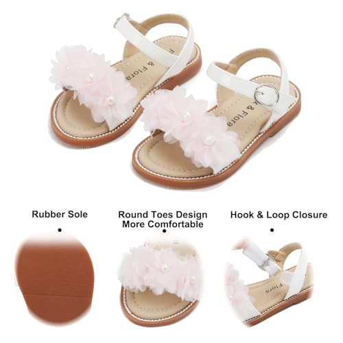 Image of Felix & Flora Toddler Girl Sandals - Little Girl Easter Dress Shoes Lightweight Open Toe Beach Holiday Flats