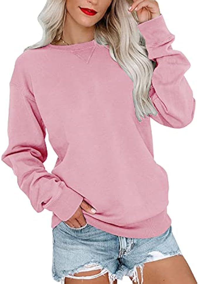 Orchidays Womens Casual Crewneck Sweatshirts Long Sleeve Cute Tunic Tops Loose Fitting Pullovers