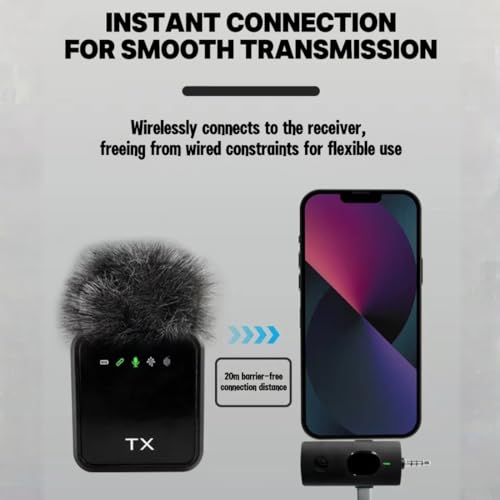 Image of GADGETSWEAR 3-in-1 Wireless Lavalier Microphone for YouTube, Interviews, Podcast, Vlogging, Android, Collar Mic with USB-C, iOS & Lightning Plug, Furry Windscreens, Noise Cancellation (F14 Mic)