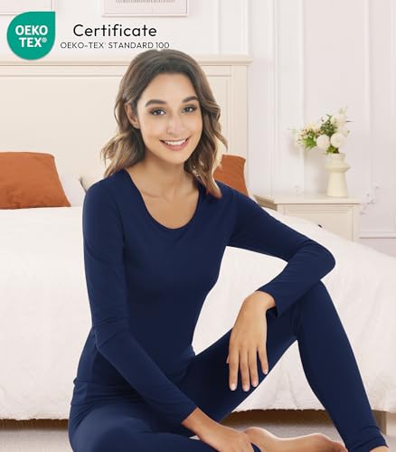 Image of NACHILA Thermal Underwear for Women-Viscose Made from Bamboo,Soft Long Johns Set Base Layer Pajamas Set Long Sleeve Pjs