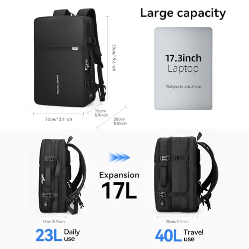 MARK RYDEN Travel Backpack for Men, 40L Airline Approved Carry on Backpack with USB Charging Port, 17.3 Inch Waterproof Business Laptop Backpack (12.6 x 8.0 x 19.6 Inch) by MARK RYDEN - Image 3