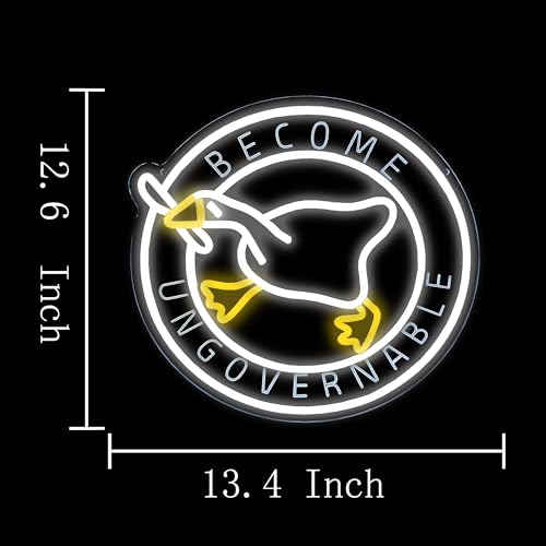 Image of Murder Duck with Knife Neon Sign Untitled Goose Neon Light for Room Decor, Become Ungovernable LED Duck Signs for Wall Decor Game Room Man Cave Birthday Funny Neon Light Sign Gifts 13.4x12.6 In
