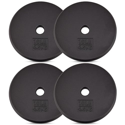 Yes4All 1-inch Cast Iron Weight Plates for Dumbbells – Standard Weight Plates (Combo 10lb x 4pcs)