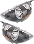 Evan-Fischer Headlight Set Compatible with HONDA FIT 2007-2008 Left Driver and Right Passenger Side Assembly Halogen Black Interior